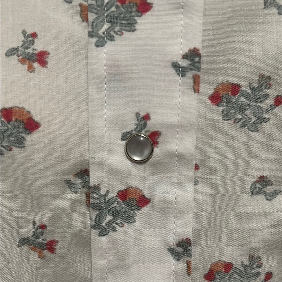 Western Aloha Floral White Cactus Print Pearl Men's Shirt Medium M - Picture 5 of 6